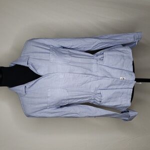 The North Face Womens Linen Cotton Button Up Shirt Size M Layer Utility Blue